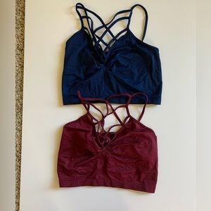 Navy & wine Suzette stretchy strappy crop top OS